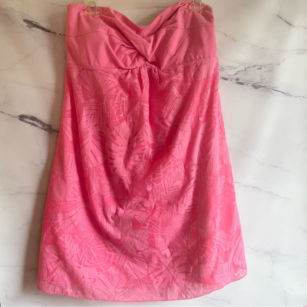 Lilly Pulitzer Regan Dress Burnout shorty Pink Love Me Or Leaf Me Large